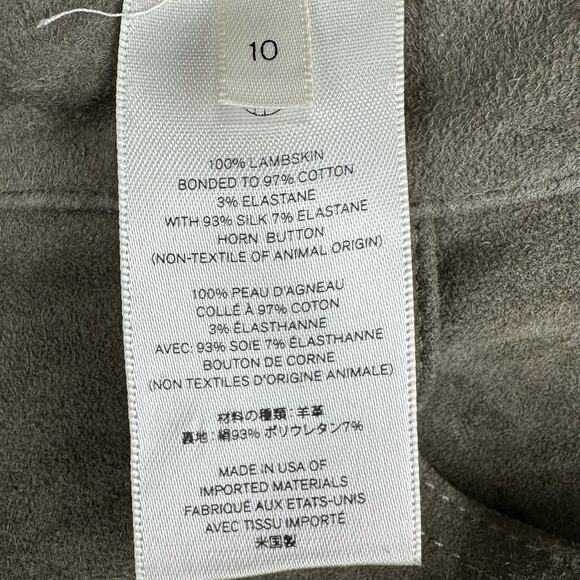 The Row Pants Womens 10 Green 100% Lambskin Suede Straight Pockets High Rise - Picture 10 of 15